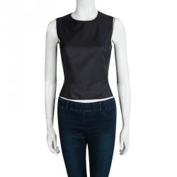 Prada Black Silk Sleeveless Cropped Top M