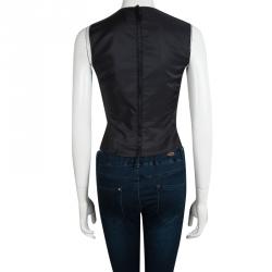 Prada Black Silk Sleeveless Cropped Top M