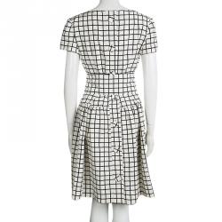 Prada Monochrome Checked Silk Belted Dress M