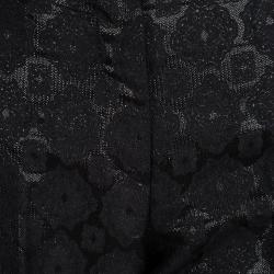 Pre Owned Prada Black Floral Lurex Jacquard Knit Trousres S