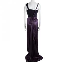 Pre Owned Prada Purple Silk Twist Strap Detail Draped A-Line Gown S