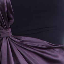 Pre Owned Prada Purple Silk Twist Strap Detail Draped A-Line Gown S