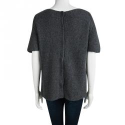 Prada Grey Cashmere Short Sleeve Sweater M