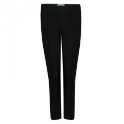 Pre Owned Prada Black Textured High Waist Straight Fit Trousers L