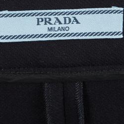 Pre Owned Prada Black Textured High Waist Straight Fit Trousers L