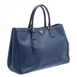 Pre Owned Prada Navy Blue Saffiano Lux Leather Large Tote