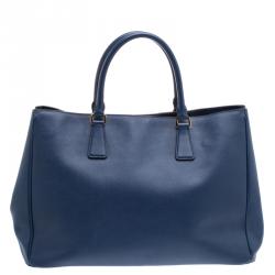 Pre Owned Prada Navy Blue Saffiano Lux Leather Large Tote