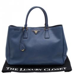Pre Owned Prada Navy Blue Saffiano Lux Leather Large Tote
