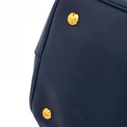 Pre Owned Prada Navy Blue Saffiano Lux Leather Large Tote