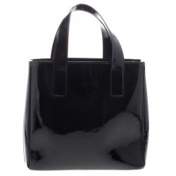 Pre Owned Prada Black Patent Leather Shopper Tote