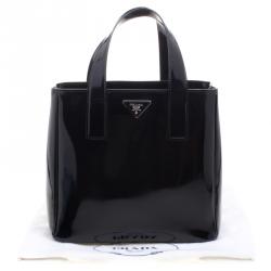 Pre Owned Prada Black Patent Leather Shopper Tote