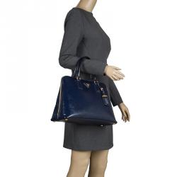 Pre Owned Prada Navy Blue Saffiano Metal Leather Promenade Tote