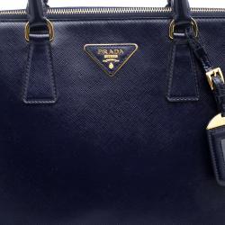 Pre Owned Prada Navy Blue Saffiano Metal Leather Promenade Tote