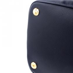 Pre Owned Prada Navy Blue Saffiano Metal Leather Promenade Tote