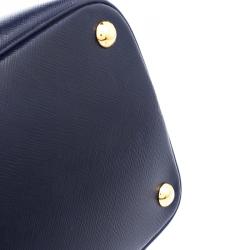 Pre Owned Prada Navy Blue Saffiano Metal Leather Promenade Tote