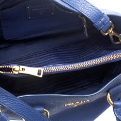 Pre Owned Prada Blue Vitello Diano Leather Shopper Tote