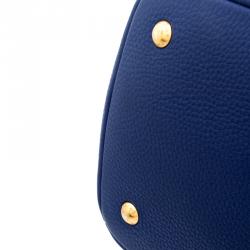 Pre Owned Prada Blue Vitello Diano Leather Shopper Tote