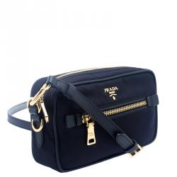 Pre Owned Prada Navy Blue Nylon Crossbody Bag