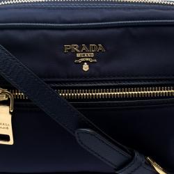 Pre Owned Prada Navy Blue Nylon Crossbody Bag