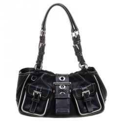 Pre Owned Prada Black Leather Double Pockets Satchel