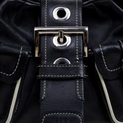 Pre Owned Prada Black Leather Double Pockets Satchel