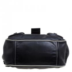 Pre Owned Prada Black Leather Double Pockets Satchel