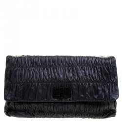 Pre Owned Prada Black Nappa Gaufre Leather Clutch