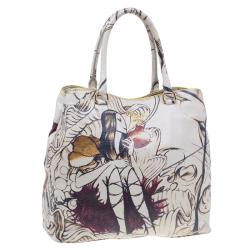 Pre Owned Prada Cream Leather Cervo Lux Fairy Tote