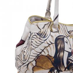 Pre Owned Prada Cream Leather Cervo Lux Fairy Tote