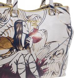 Pre Owned Prada Cream Leather Cervo Lux Fairy Tote