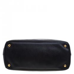 Pre Owned Prada Black Saffiano Lux Leather Double Zip Tote