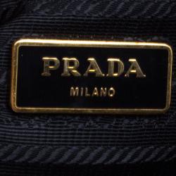 Pre Owned Prada Black Saffiano Lux Leather Double Zip Tote
