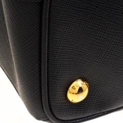 Pre Owned Prada Black Saffiano Lux Leather Double Zip Tote