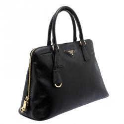 Pre Owned Prada Black Saffiano Metal Leather Promenade Tote