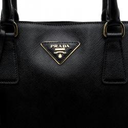 Pre Owned Prada Black Saffiano Metal Leather Promenade Tote
