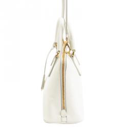 Pre Owned Prada White Leather Mini Promenade Tote Bag 