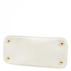 Pre Owned Prada White Leather Mini Promenade Tote Bag 