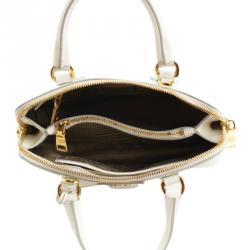 Pre Owned Prada White Leather Mini Promenade Tote Bag 