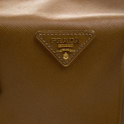 Pre Owned Prada Brown Saffiano O Leather Bowler Bag