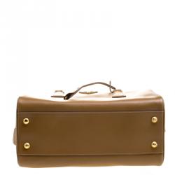 Pre Owned Prada Brown Saffiano O Leather Bowler Bag