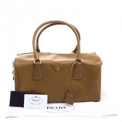 Pre Owned Prada Brown Saffiano O Leather Bowler Bag
