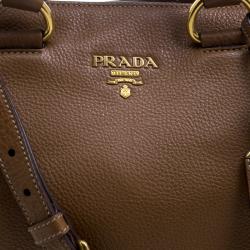 Pre Owned Prada Brown Vitello Diano Leather Shopper Tote