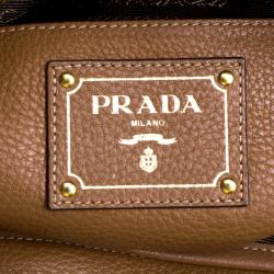 Pre Owned Prada Brown Vitello Diano Leather Shopper Tote
