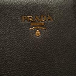 Pre Owned Prada Dark Grey Vitello Diano Leather Shopper Tote