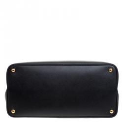 Pre Owned Prada Black Saffiano Cuir Leather Large Double Handle Tote