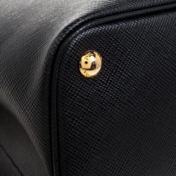 Pre Owned Prada Black Saffiano Cuir Leather Large Double Handle Tote