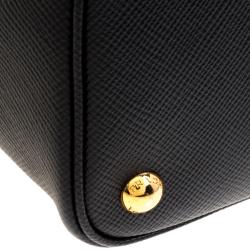 Pre Owned Prada Black Saffiano Cuir Leather Large Double Handle Tote