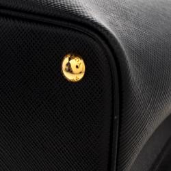 Pre Owned Prada Black Saffiano Cuir Leather Large Double Handle Tote