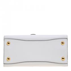 Pre Owned Prada Off White/Cream Leather and Snakeskin Bibliotheque Double Tote