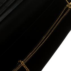 Pre Owned Prada Black Saffiano Metal Leather Continental Wallet with Card Holder